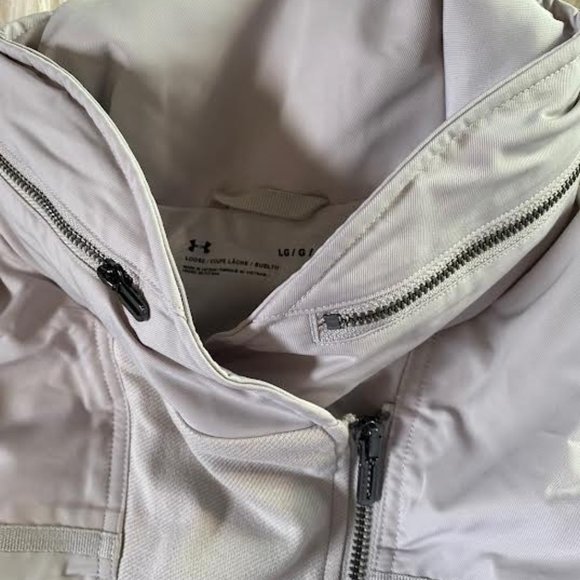 NWT $180 UNDER ARMOUR Women L Generation Moto Hooded Jacket in Earth Gray - Picture 11 of 11